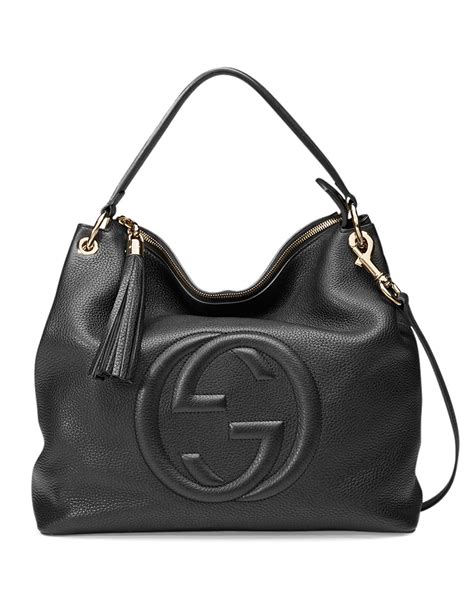 gucci leather black|black leather Gucci tote.